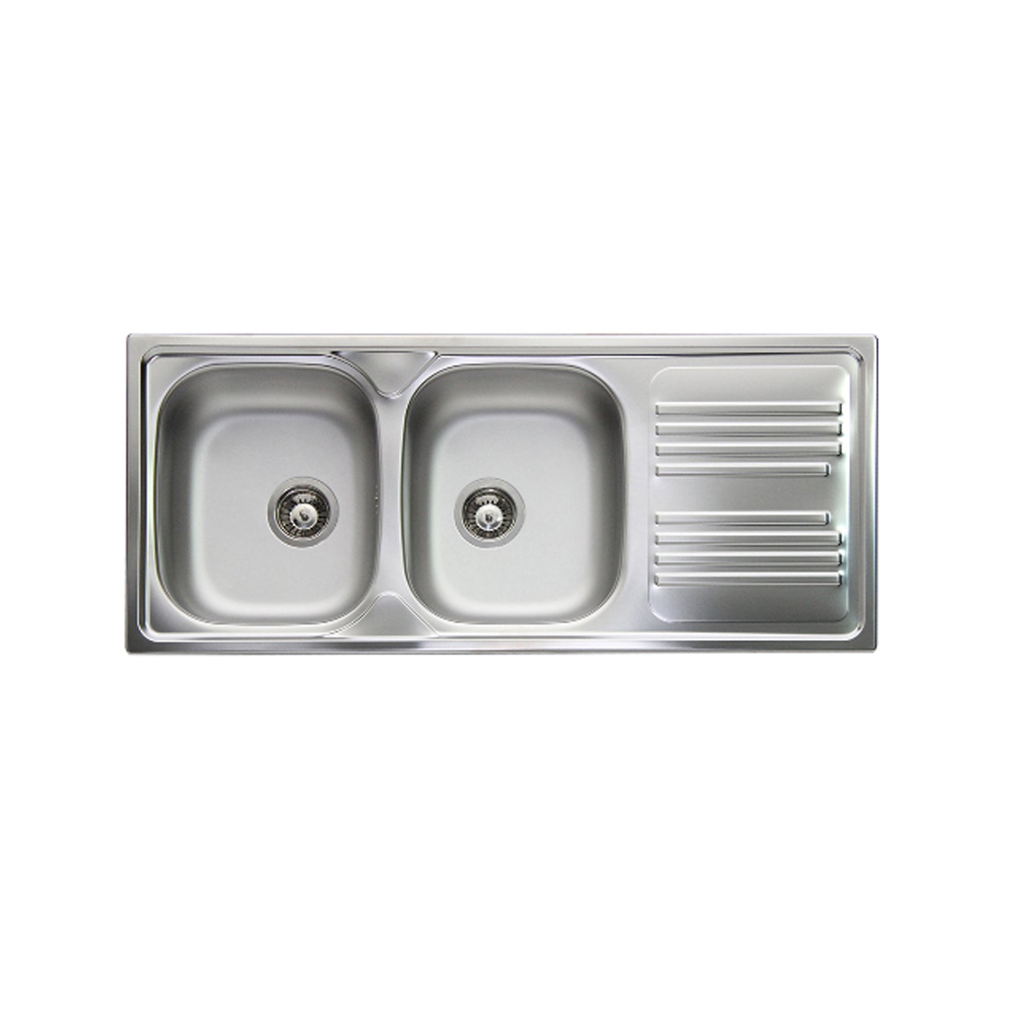 Lavello da cucina in acciaio inox con 2 vasche e sgocciolatoio a destra 116x50 cm by CeramicStore | Lo specialista del tuo bagno