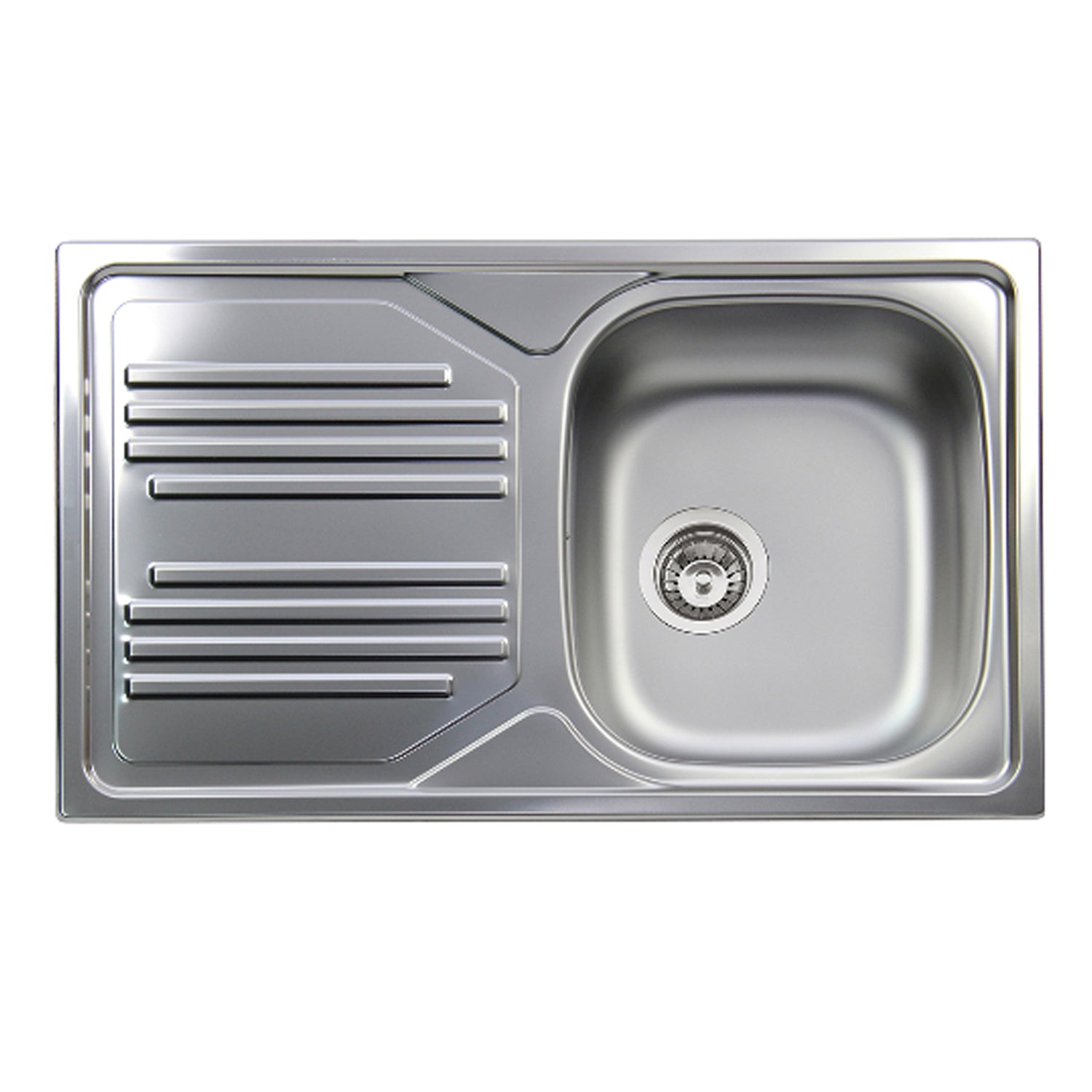 Lavello da cucina in acciaio inox con 1 vasca e sgocciolatoio a sinistra 86x50 cm by CeramicStore | Lo specialista del tuo bagno
