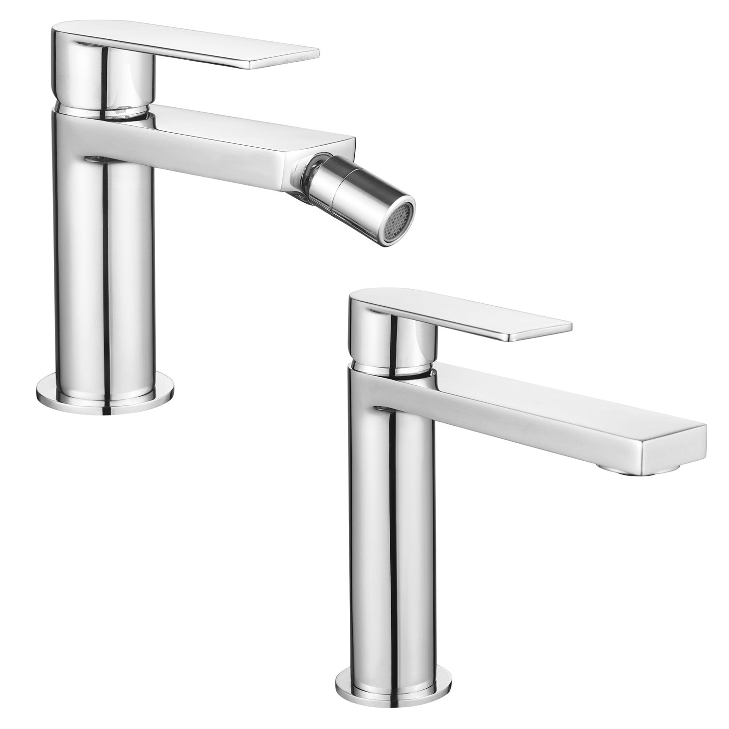 Coppia di miscelatori per lavabo e bidet serie Ottomix in ottone cromato by CeramicStore | Lo specialista del tuo bagno