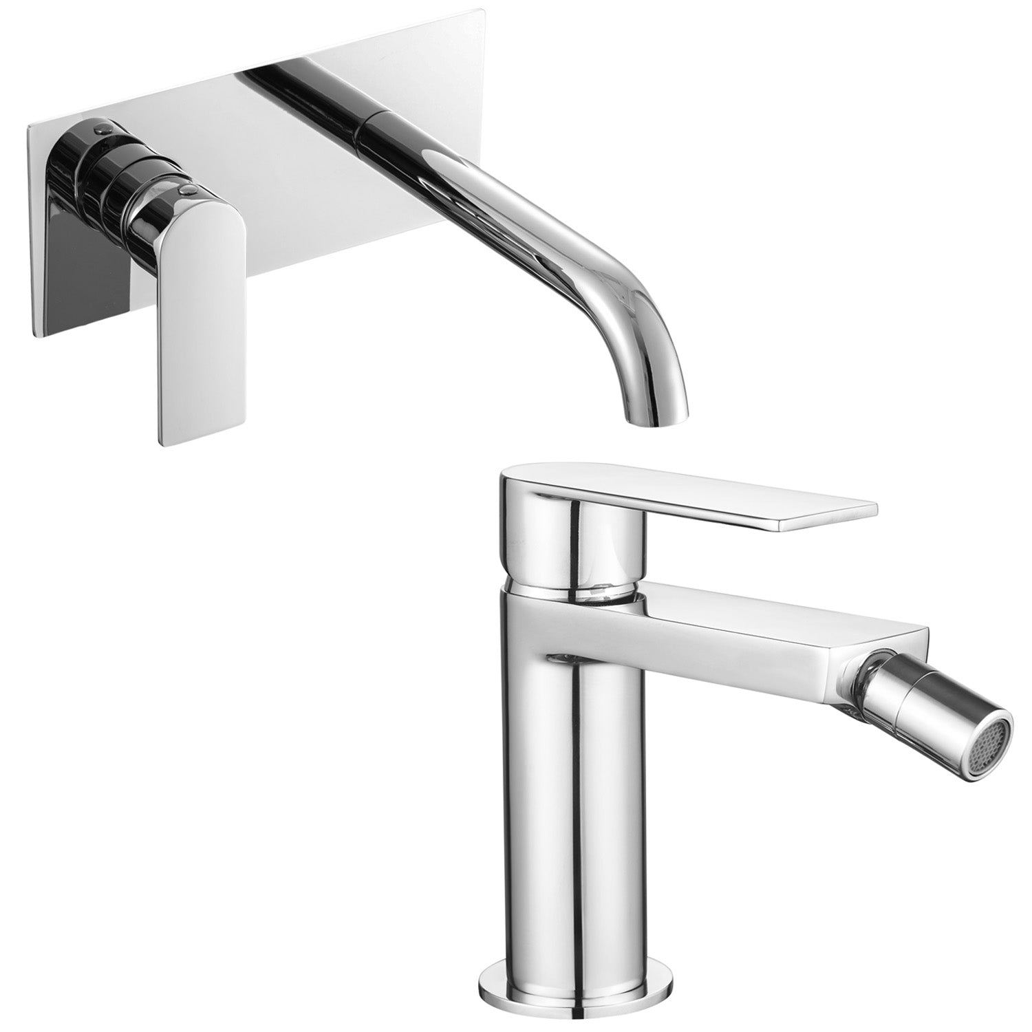 Coppia di miscelatori per lavabo incasso con easy box e bidet serie Ottomix in ottone cromato by CeramicStore | Lo specialista del tuo bagno