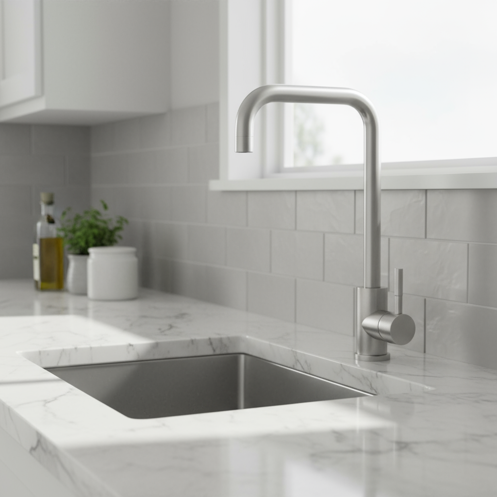 Miscelatore lavello con canna svedese Rubiflux Acciaio - Spazzolato