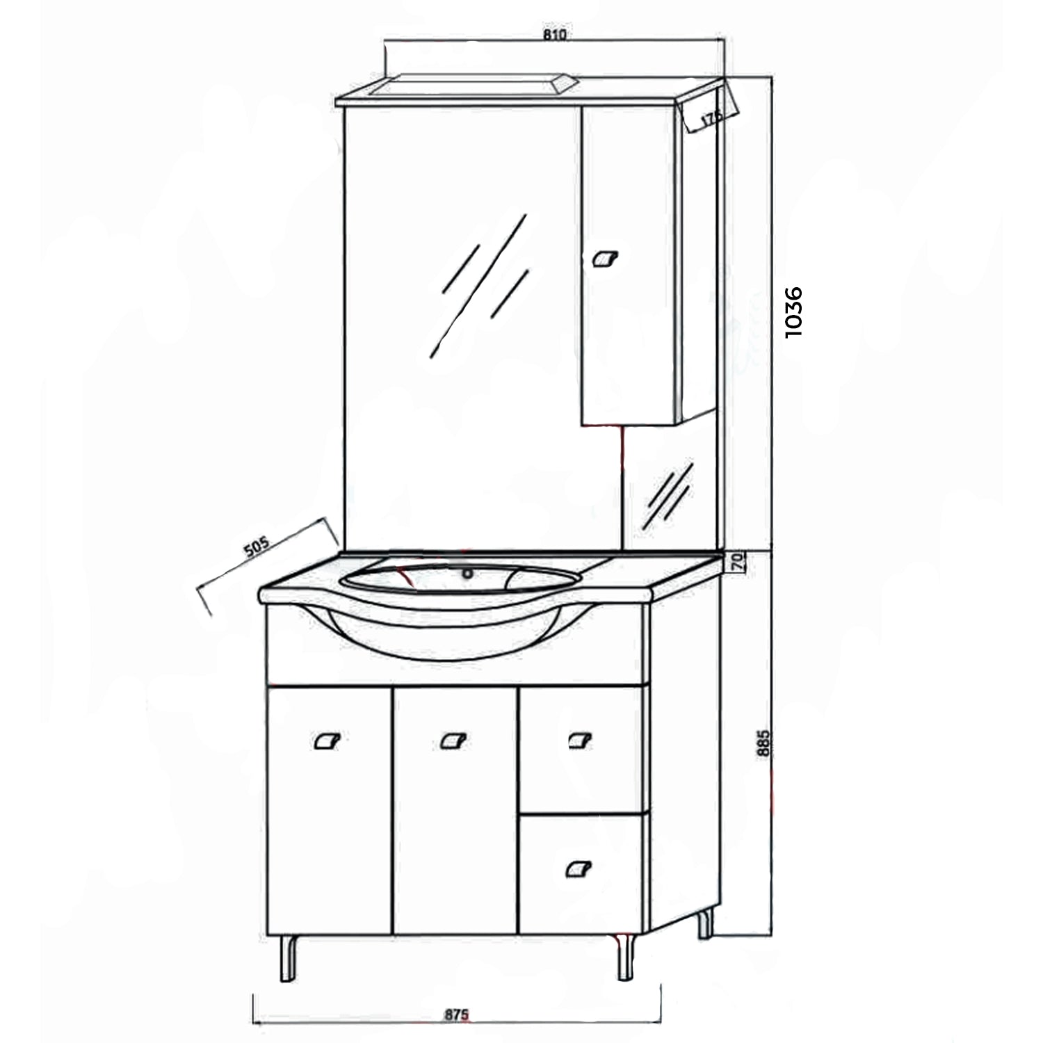 Mobile bagno con lavabo e specchio bianco lucido cm 86 by CeramicStore | Lo specialista del tuo bagno