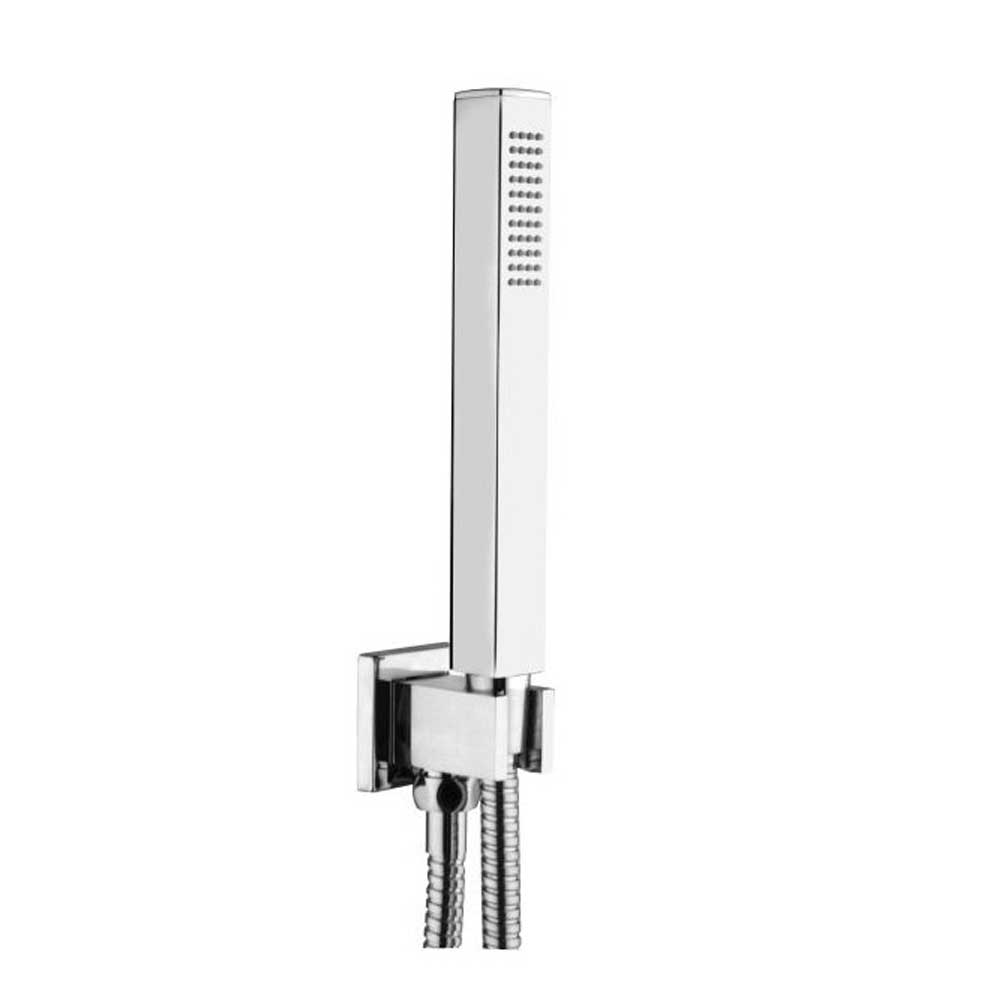 Pratico kit doccia, con punto acqua rettangolare. Doccetta quadrata anticalcare e flessibile doppia aggraffatura 150 cm by CeramicStore | Lo specialista del tuo bagno