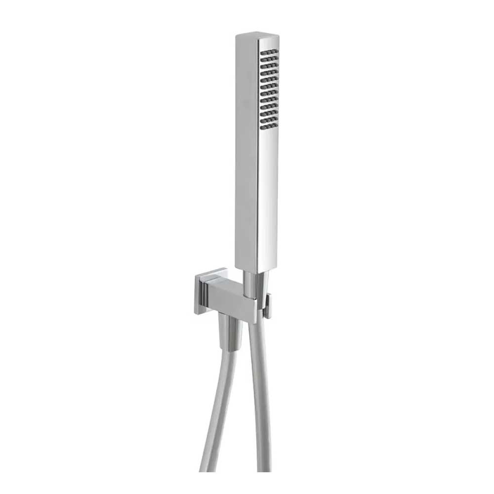 Pratico kit doccia, con punto acqua rettangolare. Doccetta quadrata anticalcare e flessibile PVC Argento 150 cm by CeramicStore | Lo specialista del tuo bagno