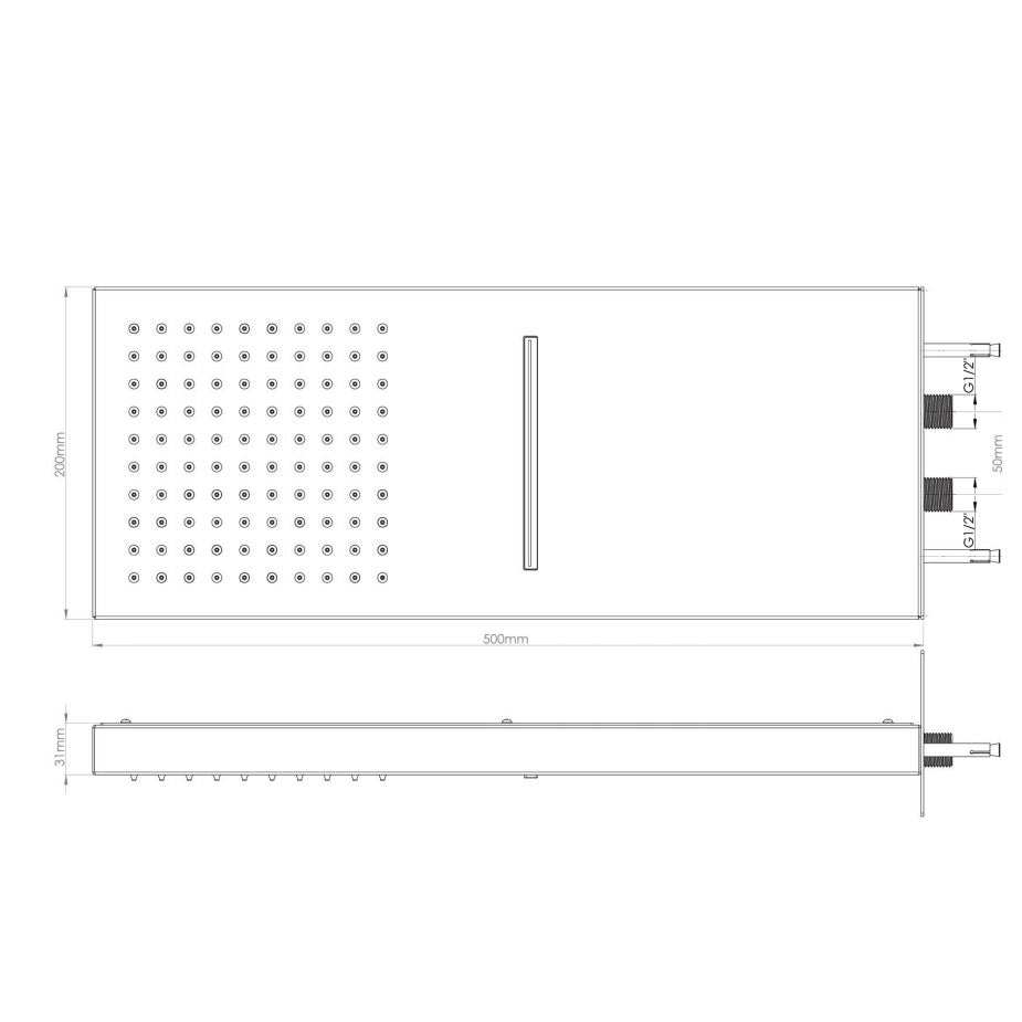 Set doccia Ares con soffione con cascata 2 getti, miscelatore termostatico e set duplex by CeramicStore | Lo specialista del tuo bagno