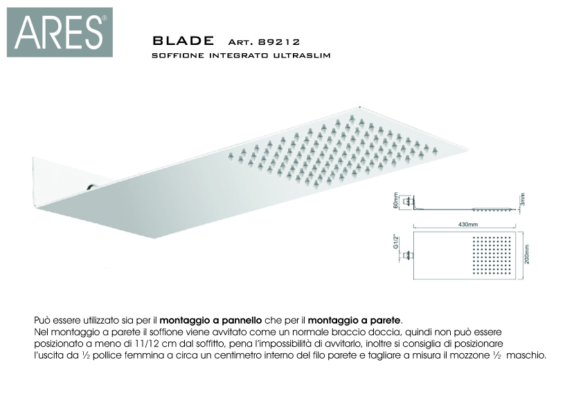 Set doccia Ares con soffione in acciaio ultraslim, miscelatore termostatico 2 vie e set duplex by CeramicStore | Lo specialista del tuo bagno