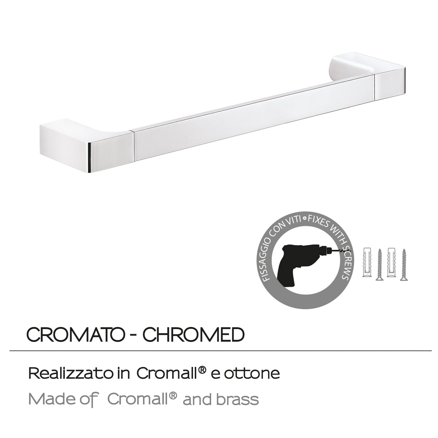 Portasalviette a muro Gedy serie Pirenei 35 cm - Cromato by CeramicStore | Lo specialista del tuo bagno