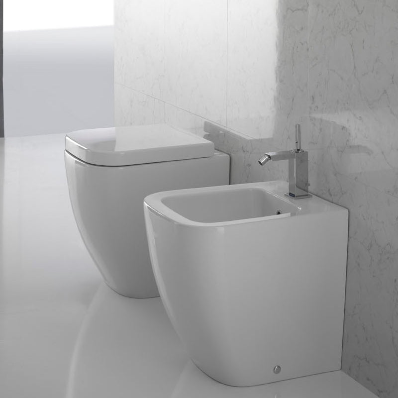 Sanitari Filo parete per bagni piccoli Ceramica Globo Stone 45 wc  + bidet  + sedile  Soft Close