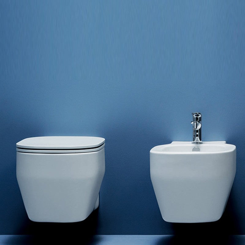 Sanitari Sospesi wc con sedile tradizionale e bidet Ceramica Azzurra Glaze
