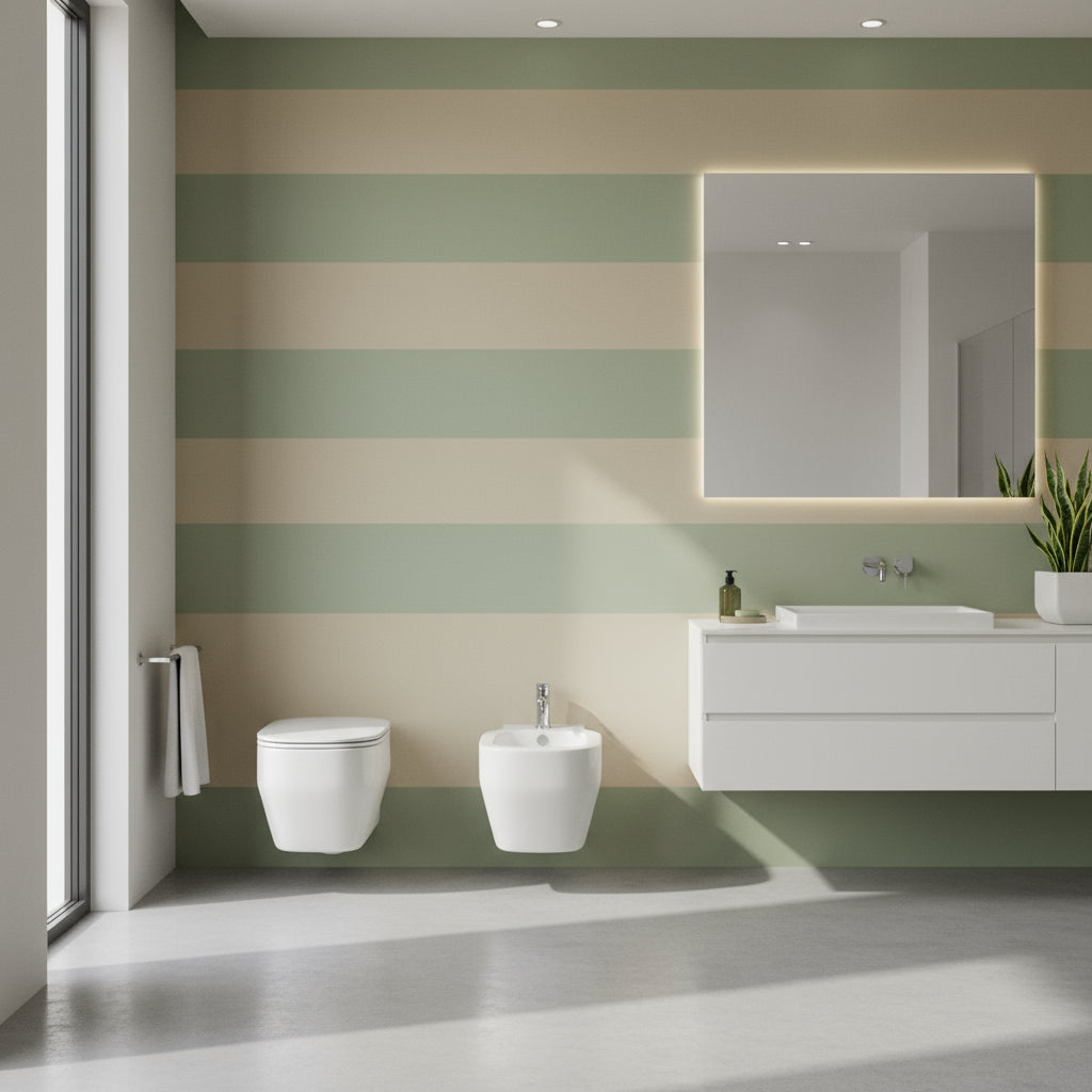 Sanitari Sospesi wc con sedile tradizionale e bidet Ceramica Azzurra Glaze