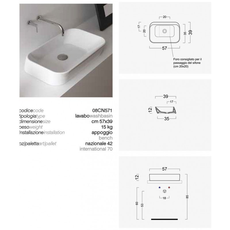 Lavabo da Appoggio Domus Falerii F50 57X39 by CeramicStore | Lo specialista del tuo bagno