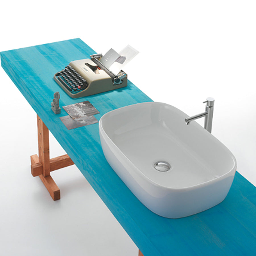 Lavabo da appoggio GENESIS misure cm60x40x15h in ceramica bianca lucida