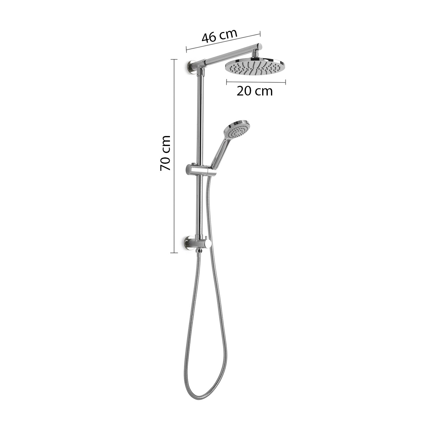 Colonna doccia fissa 70 cm con soffione e doccetta modello Star 02 di Gedy - Cromato by CeramicStore | Lo specialista del tuo bagno