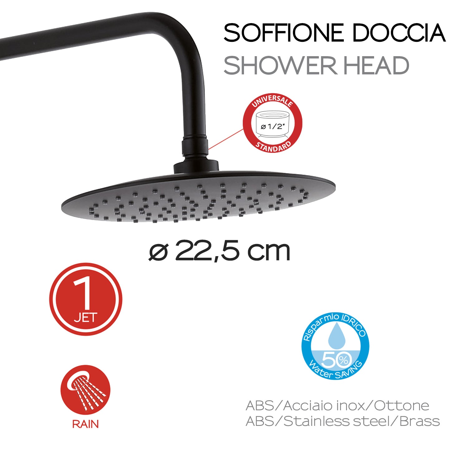 Colonna doccia con miscelatore manuale e soffione 1 getto modello Star Plus 01 di Gedy - Nero Matt by CeramicStore | Lo specialista del tuo bagno