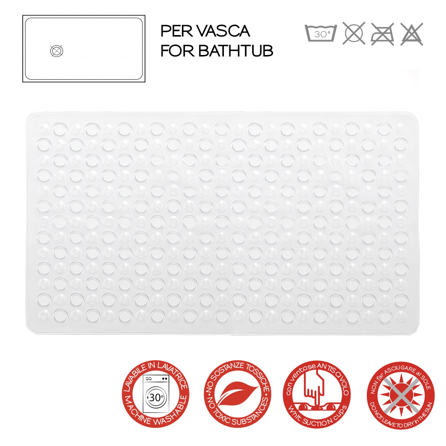 Tappeto antiscivolo vasca 38x60 modello Maim di Gedy - Trasparente by CeramicStore | Lo specialista del tuo bagno