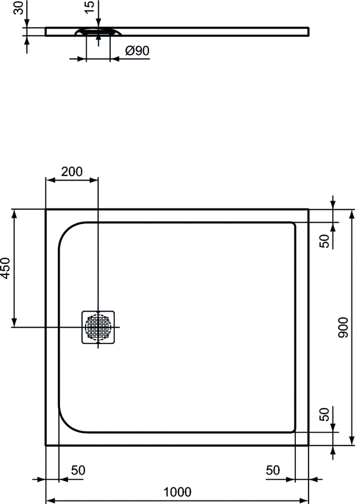 Piatto doccia rettangolare Effetto Pietra 90x100 Ideal Standard Ultra Flat S- Piletta NON inclusa by CeramicStore | Lo specialista del tuo bagno