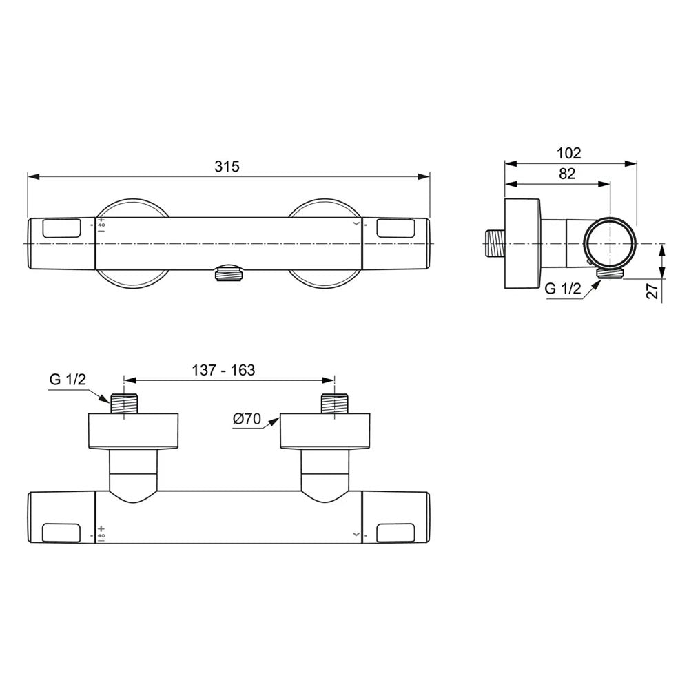 Miscelatore termostatico esterno per doccia Ideal standard Ceratherm T25 New Art A860044