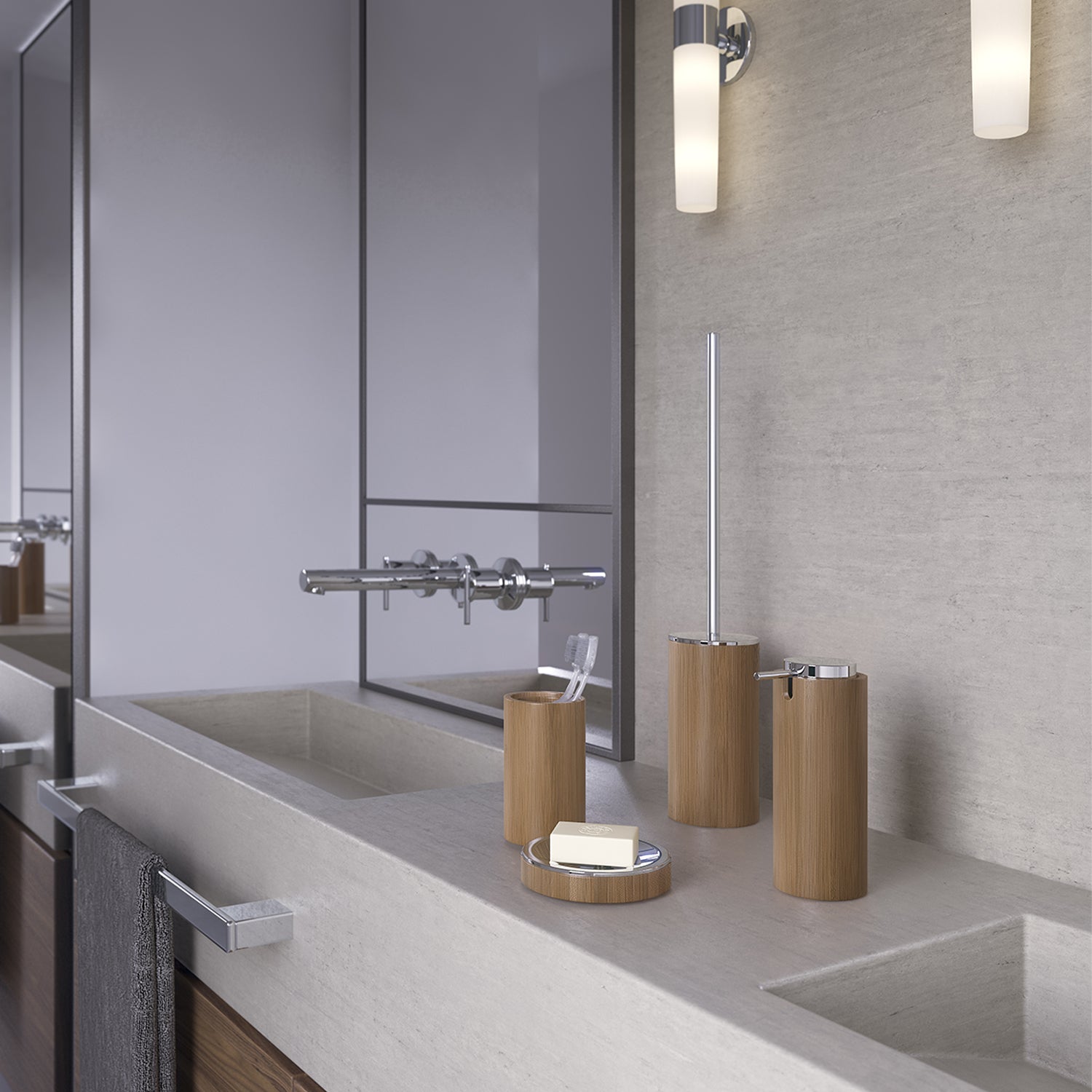 Scopino in bamb๠Gedy serie Altea - Naturale by CeramicStore | Lo specialista del tuo bagno