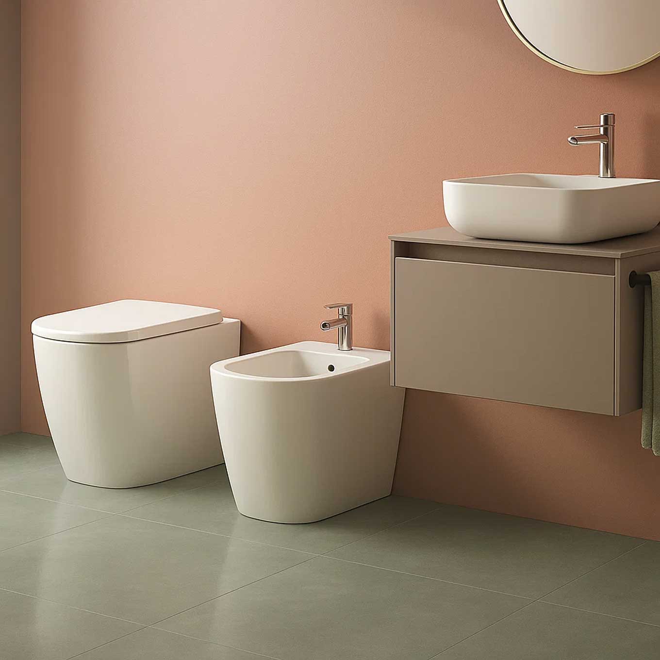 Coppia sanitaires au sol Ceramica Azzurra série Aurea 55x36x43 cm avec siège soft-close - Blanc brillant
