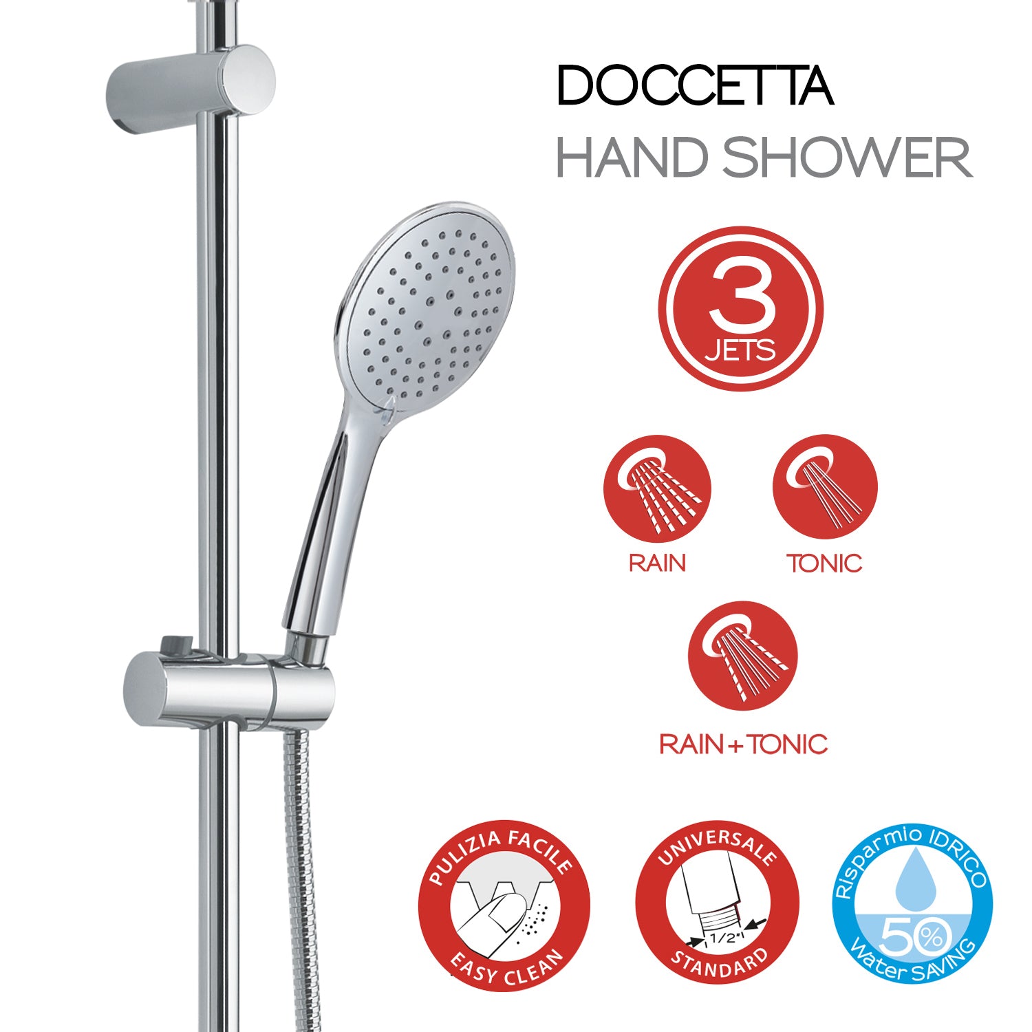 Colonna doccia tonda regolabile modello Easy Mix 02 di Gedy da 102cm - Cromo by CeramicStore | Lo specialista del tuo bagno