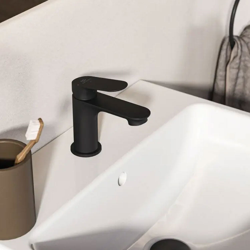 Rubinetto Miscelatore Lavabo Ideal Standard Ceralife O Nero Opaco con sistema BlueStart e scarico Click-Clack