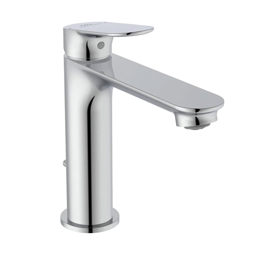 Miscelatore lavabo Medio cromato Ideal Standard Ceralife O con piletta di scarico con sistema Bluestart