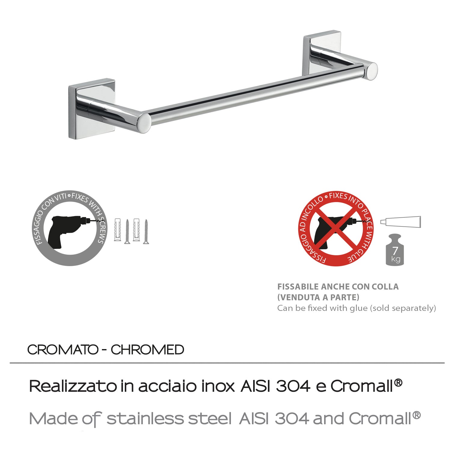 Portasalviette a muro 30 cm Fuji di Gedy - Cromato by CeramicStore | Lo specialista del tuo bagno