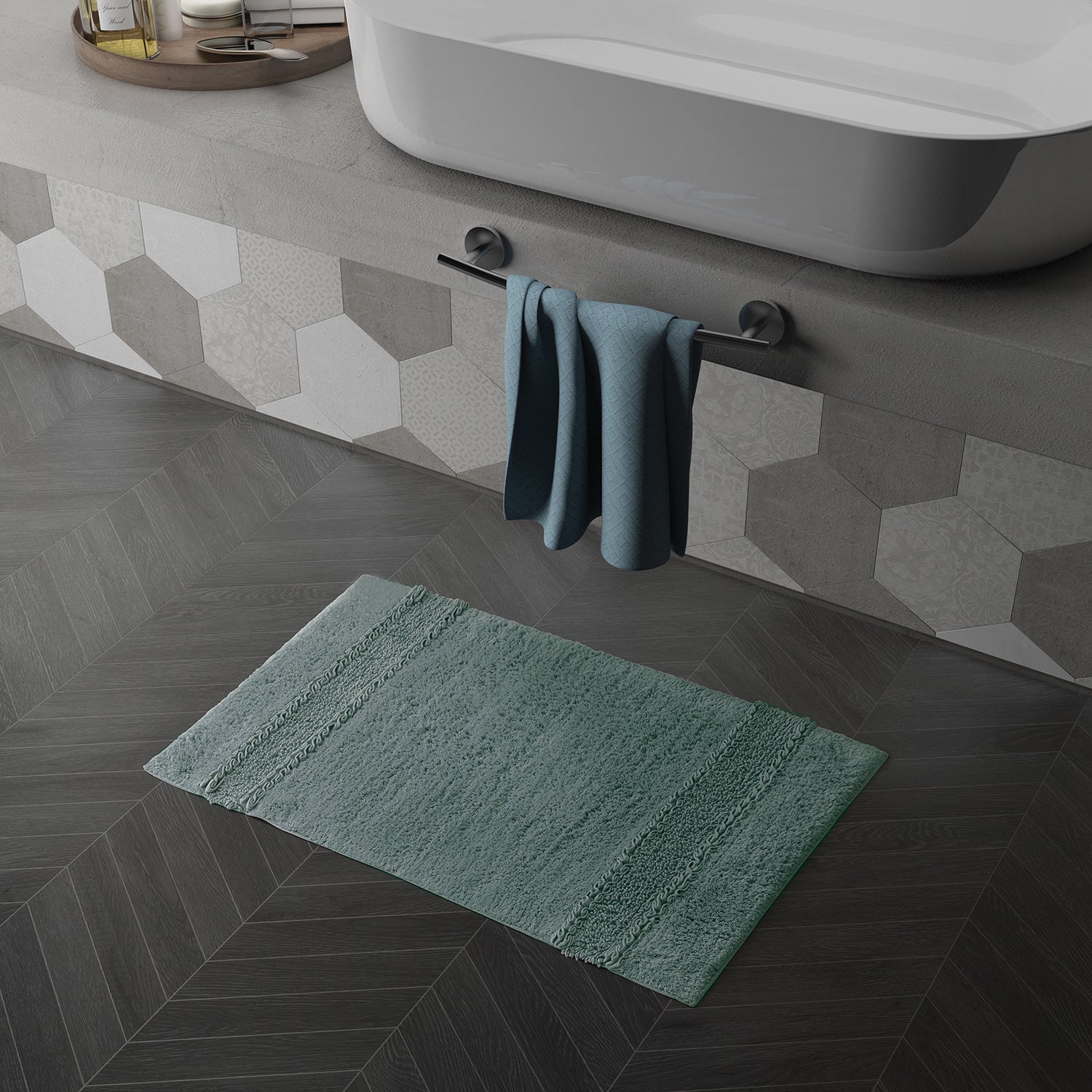 Tappeto in cotone con fondo antiscivolo Miss di Gedy - Verde by CeramicStore | Lo specialista del tuo bagno