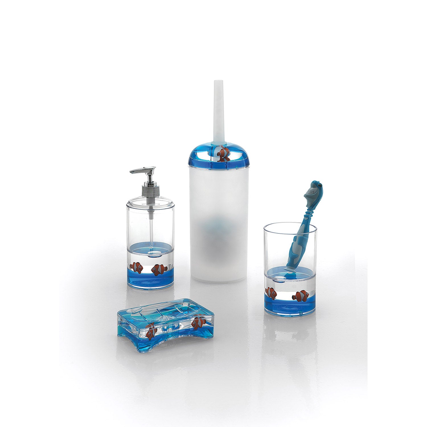 Portasapone da appoggio Gedy serie Pyxis - Bianco/Blu