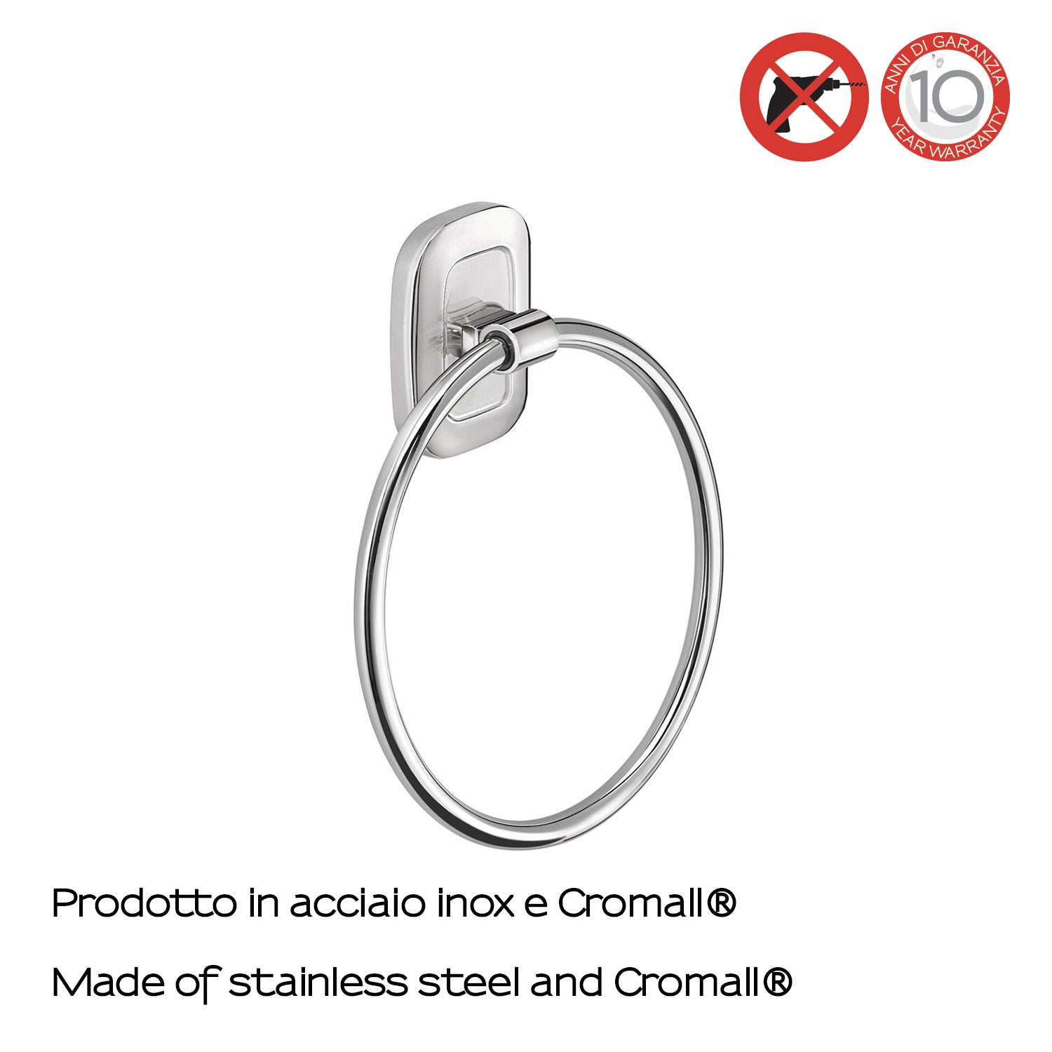 Porta asciugamani ad anello di Gedy serie Everest - Cromato by CeramicStore | Lo specialista del tuo bagno