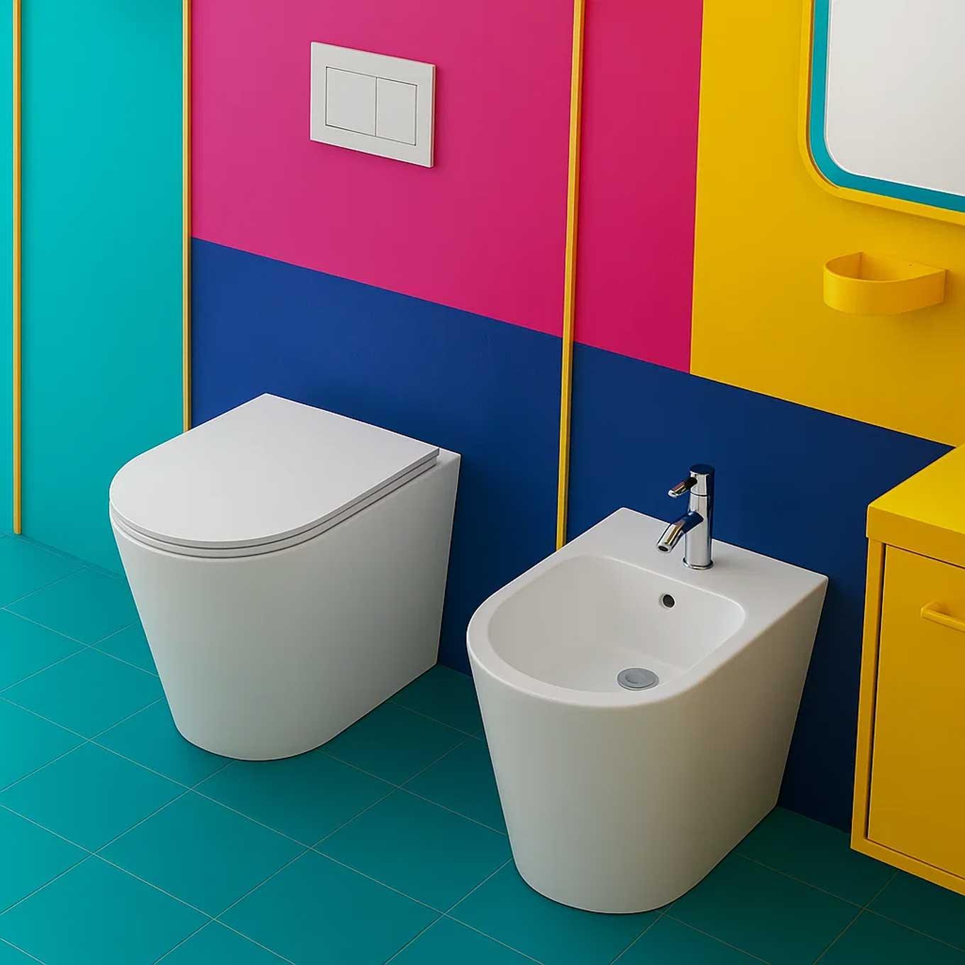 Wall-hung rimless toilet with soft close toilet seat BathCore Cuore series L 37 x D 52 x H 41 cm Glossy white