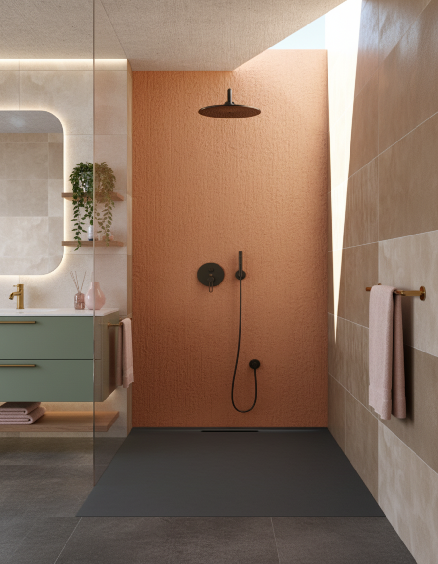 Piatto doccia Lithos 100x100 colore Antracite effetto pietra con scarico laterale nascosto