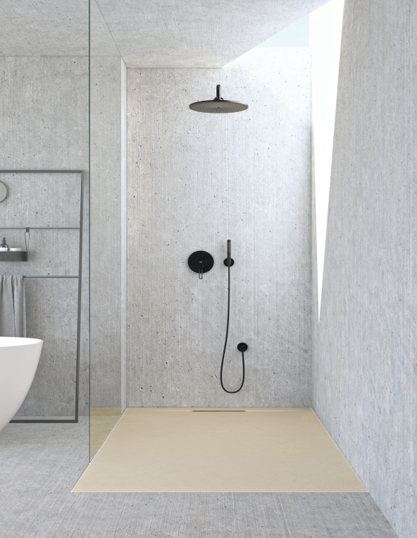 Piatto doccia Lithos 70x100 colore Crema effetto pietra con scarico laterale nascosto