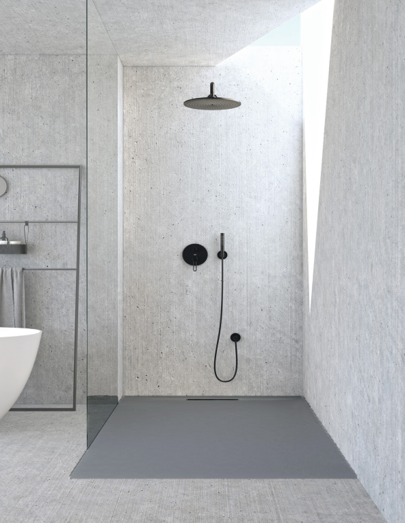 Piatto doccia Lithos 70x100 colore Grigio effetto pietra con scarico laterale nascosto