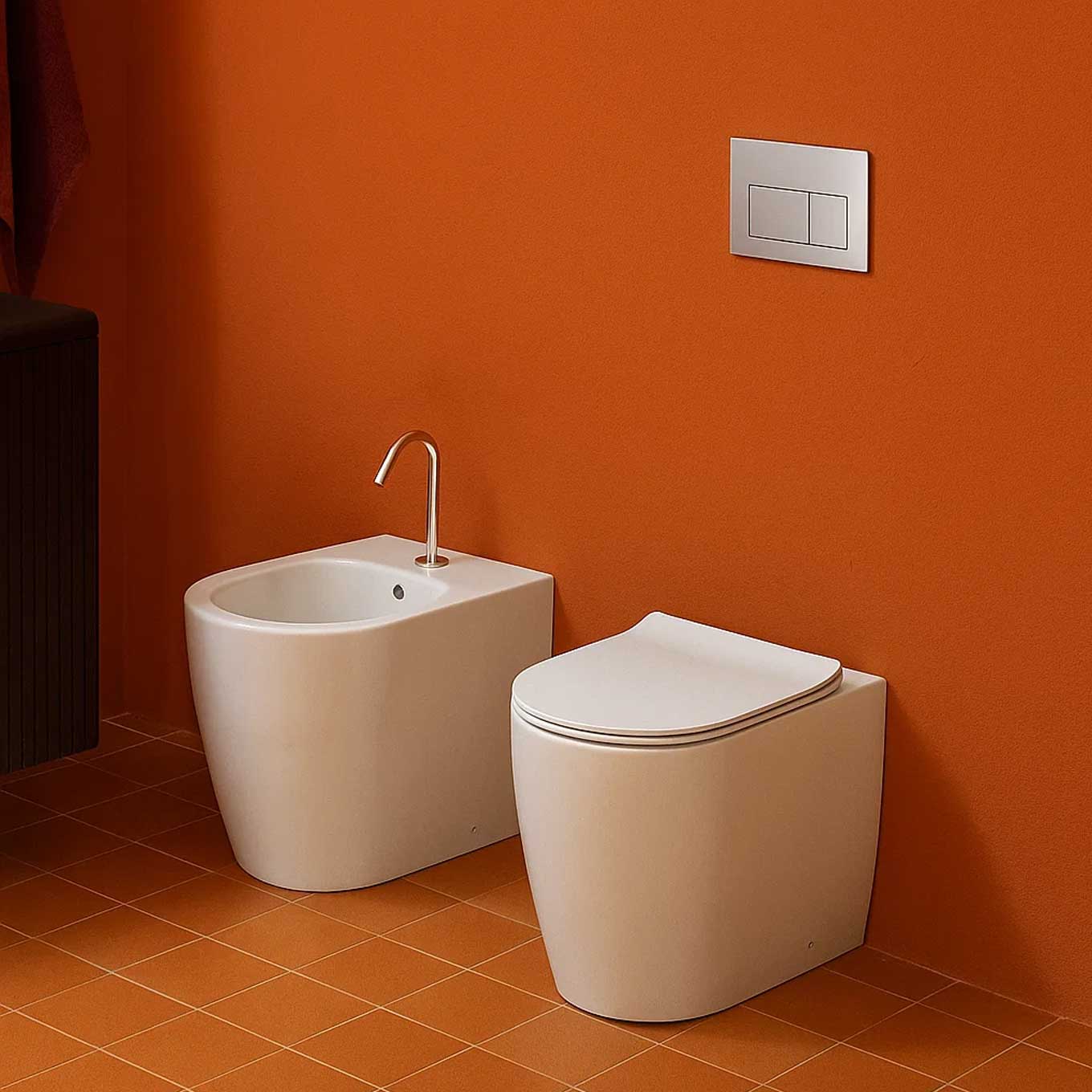 Rimless wall-hung sanitaryware Falerii Foglia Medium WC bidet seat softclose