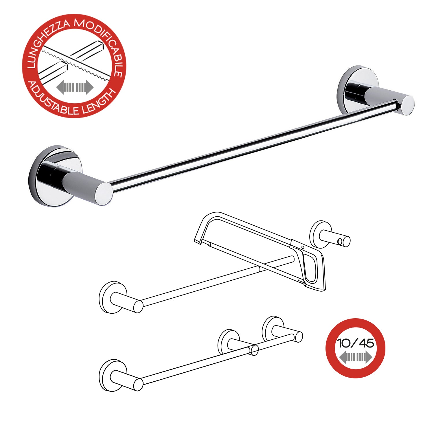 Porta asciugamani 35 cm in Acciaio Inox e Cromall Gedy serie Felce - Cromato by CeramicStore | Lo specialista del tuo bagno