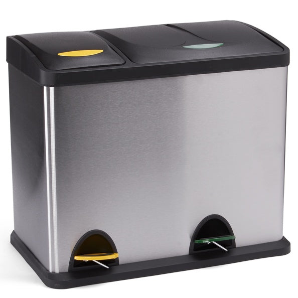 Pattumiera da cucina a pedale in acciaio inox con raccolta differenziata 18L+8L