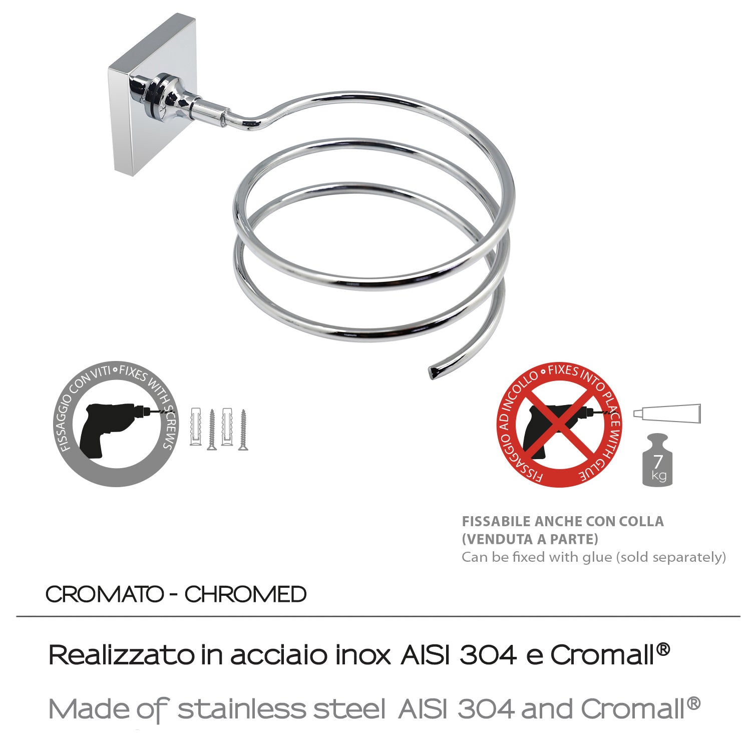 Gedy Porta Phon A Muro Fuji Serie Di Gedy - Cromato by CeramicStore | Lo specialista del tuo bagno
