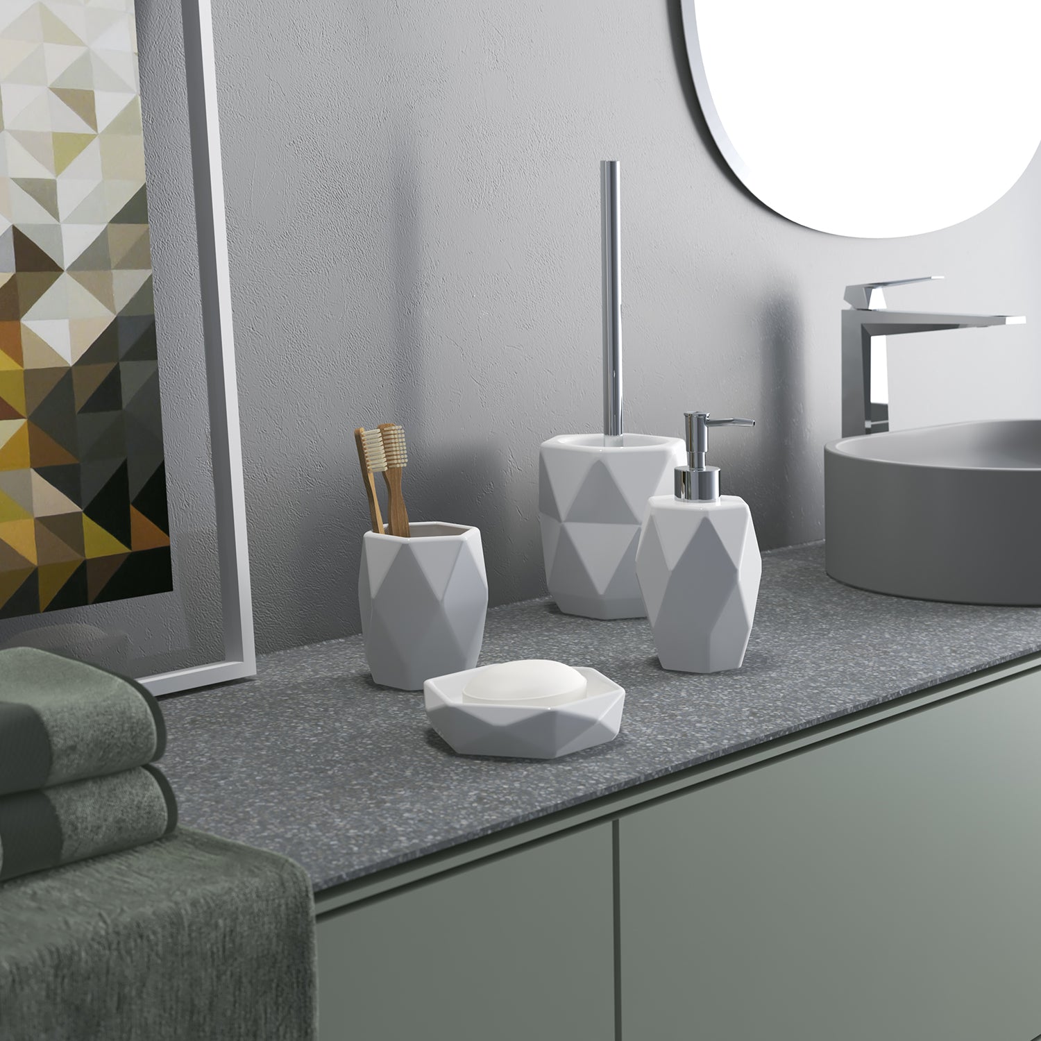 Portaspazzolini in ceramica Gedy serie Dalia - Bianco