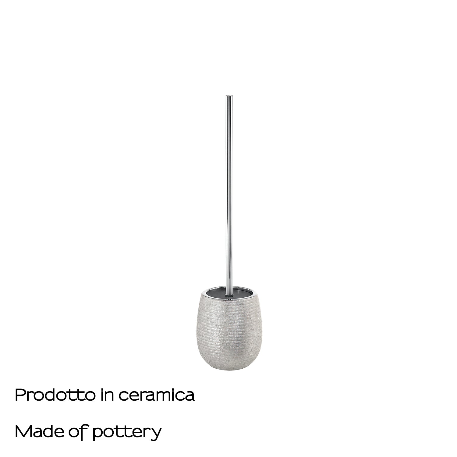 Scopino da appoggio in ceramica con ciuffo in setole Gedy modello Astrid - Argento by CeramicStore | Lo specialista del tuo bagno