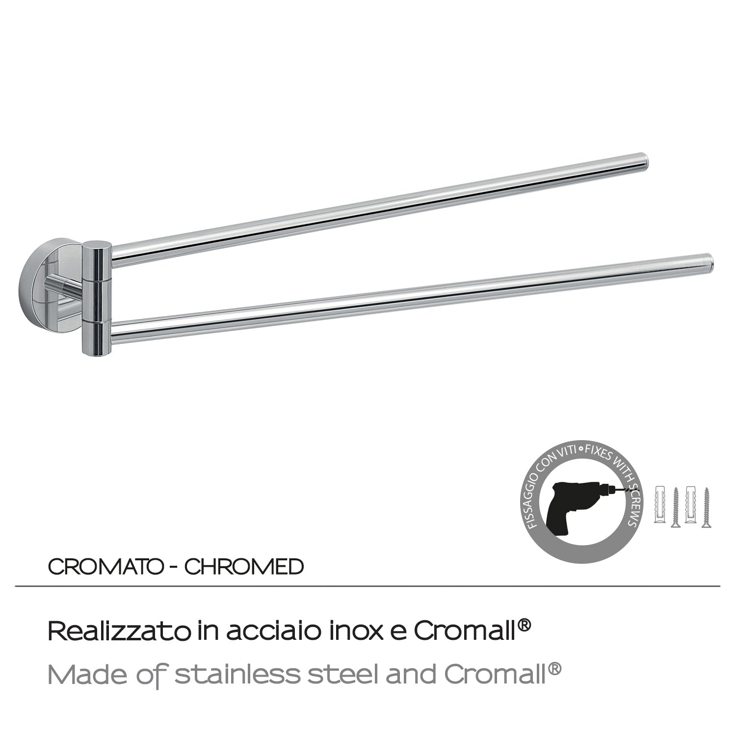 Portasalviette a snodo a muro in Acciaio Inox Eros di Gedy - Cromato by CeramicStore | Lo specialista del tuo bagno