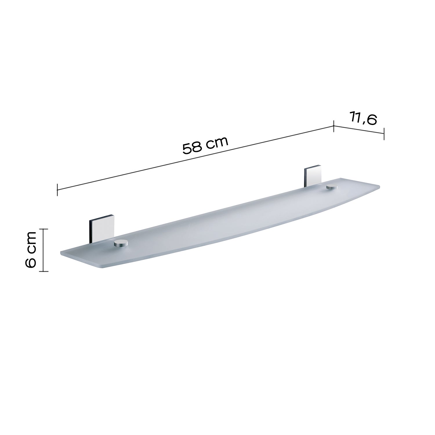 Mensola 60 cm in vetro temperato di Gedy serie Maine - Cromato