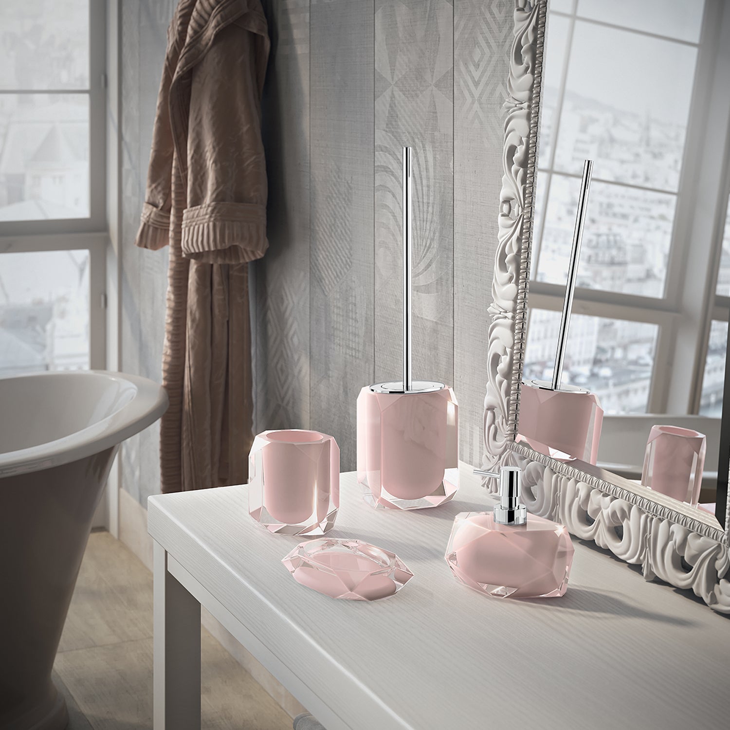 Scopino con ciuffo in setole Gedy serie Chanelle - Rosa by CeramicStore | Lo specialista del tuo bagno