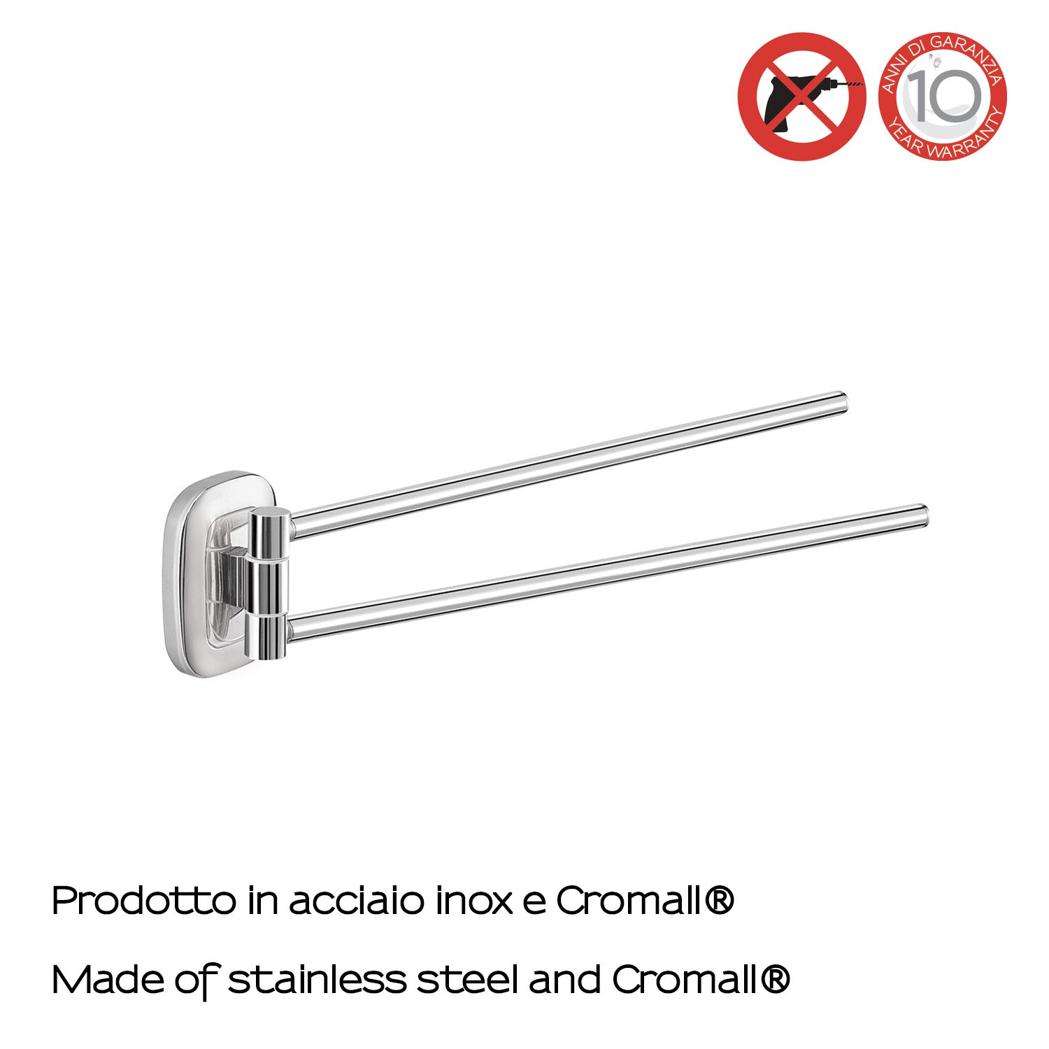 Porta asciugamani a snodo di Gedy serie Everest - Cromato by CeramicStore | Lo specialista del tuo bagno