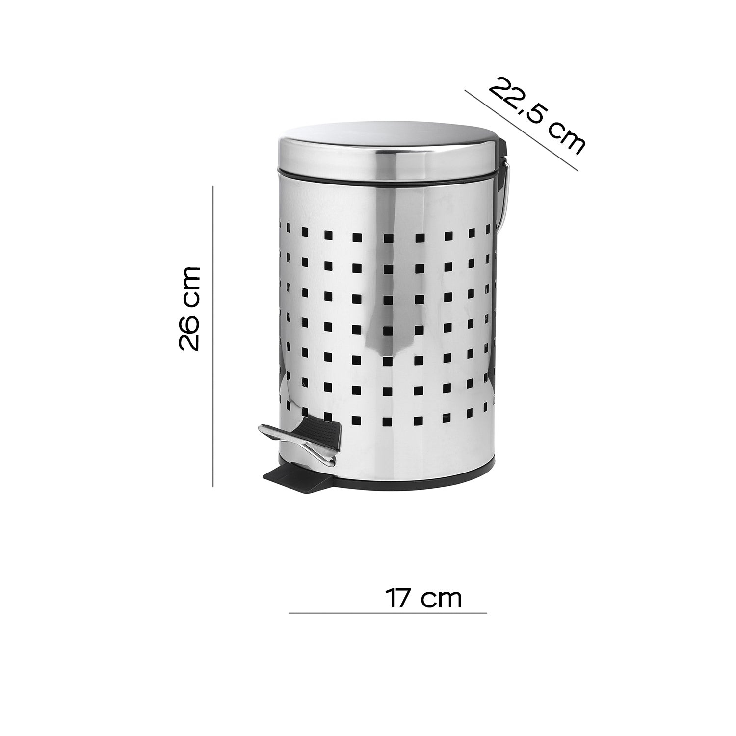 Portarifiuti in Acciaio Inox da 3 lt modello Grid di Gedy - Cromato by CeramicStore | Lo specialista del tuo bagno