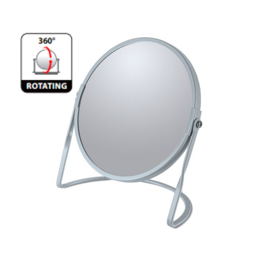 Specchio ingranditore da tavolo su base in acciaio modello Akira colore blu ghiaccio opaco by CeramicStore | Lo specialista del tuo bagno