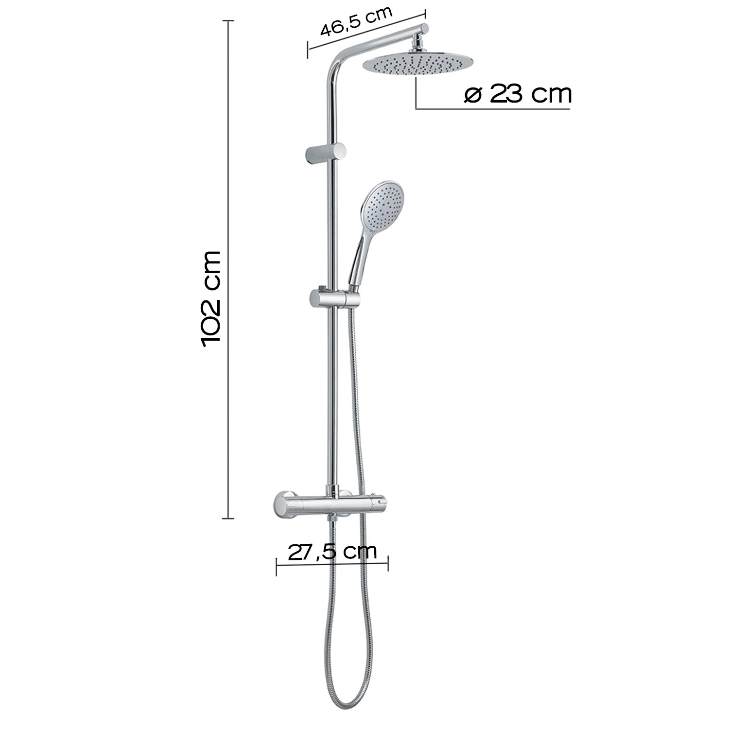 Colonna doccia tonda regolabile modello Easy Mix 02 di Gedy da 102cm - Cromo by CeramicStore | Lo specialista del tuo bagno