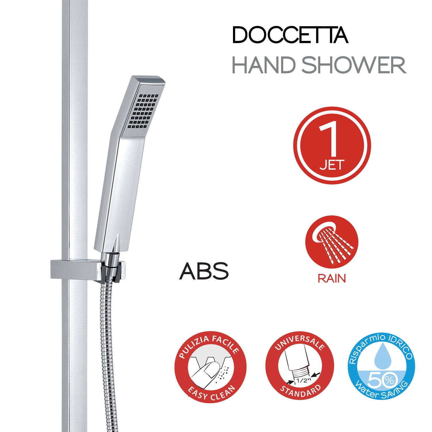 Colonna doccia estensibile con soffione quadrato e doccetta modello Star Mix 01 di Gedy - Cromato by CeramicStore | Lo specialista del tuo bagno