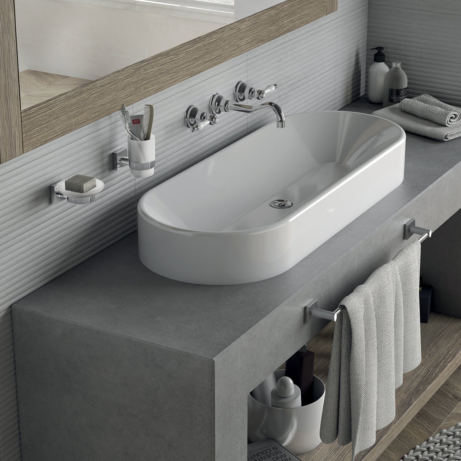 Portasalviette a muro 60 cm Fuji di Gedy - Cromato by CeramicStore | Lo specialista del tuo bagno