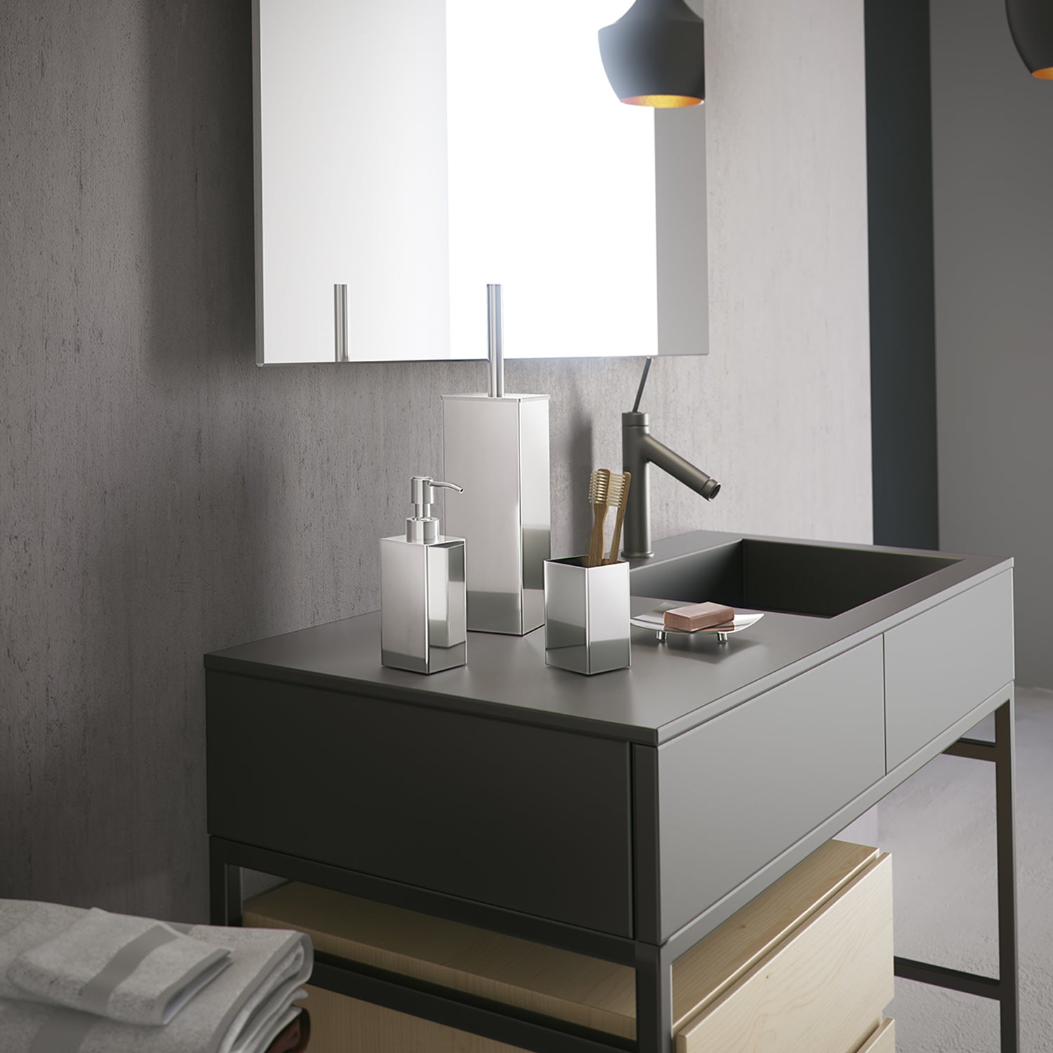 Portaspazzolini in Acciaio Inox Gedy serie Nemesia - Lucido